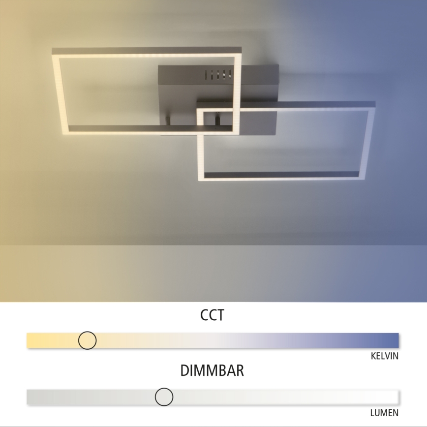 Leuchten Direkt 14141-18 - LED Aptumšojams griestu gaismeklis IVEN 2xLED/13,5W/230V + tālvadības pults