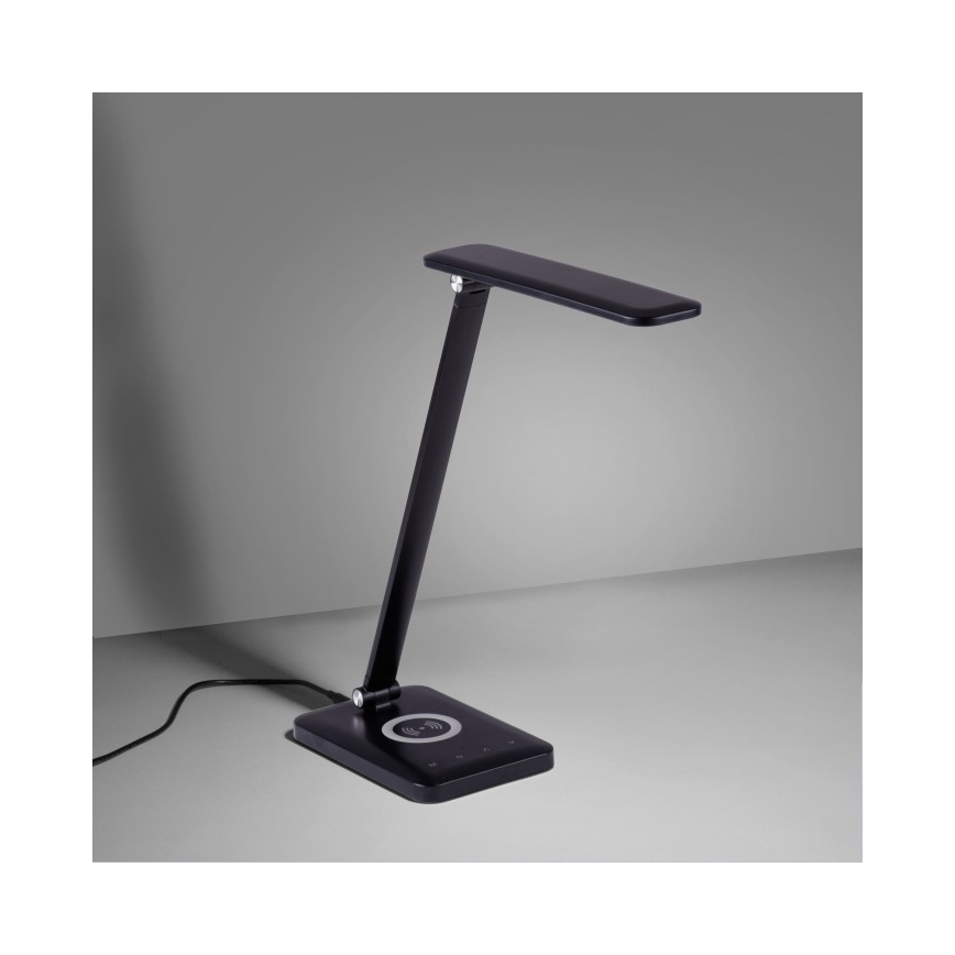 Leuchten Direkt 14415-16 - LED Aptumšojama skārienvadāma galda lampa ar bezvadu lādētāju FLORENTINA LED/5W/230V 3000-5000K black + USB