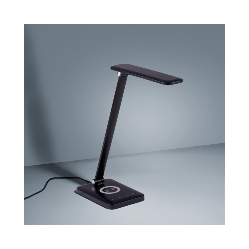 Leuchten Direkt 14415-16 - LED Aptumšojama skārienvadāma galda lampa ar bezvadu lādētāju FLORENTINA LED/5W/230V 3000-5000K black + USB