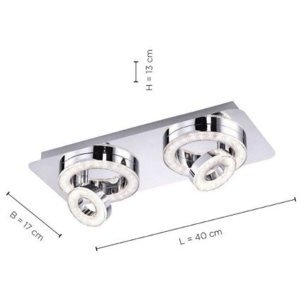 Leuchten Direkt 14521-17 - LED Griestu gaismeklis TIM 2xLED/2,8W/230V + 2xLED/3,1W