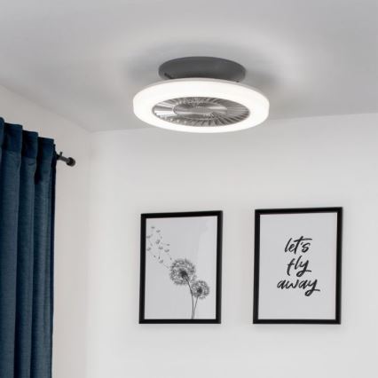 Leuchten Direkt 14645-55 - LED Lampa ar ventilatoru LEONARD LED/27W/230V
