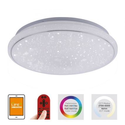 Leuchten Direkt 14743-16 - LED RGB Aptumšojams griestu gaismeklis JUPI LED/28W/230V Tuya 2700-5000K + tālvadības pults