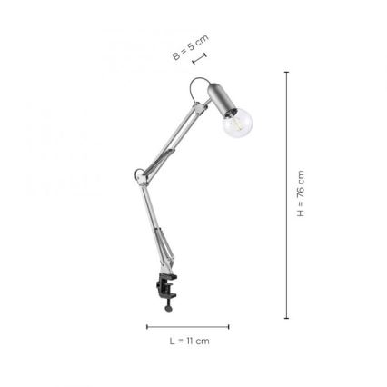 Leuchten Direkt 14773-55 - Galda lampa ar stiprinājumu TURN ME 1xE27/60W/230V matēts hroms