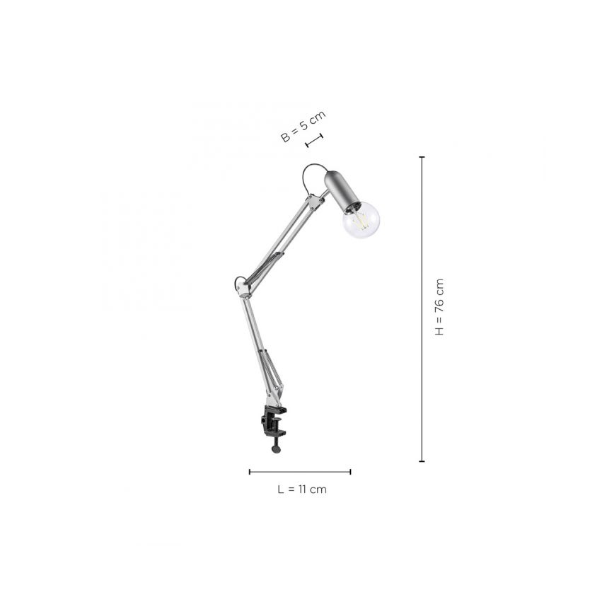 Leuchten Direkt 14773-55 - Galda lampa ar stiprinājumu TURN ME 1xE27/60W/230V matēts hroms