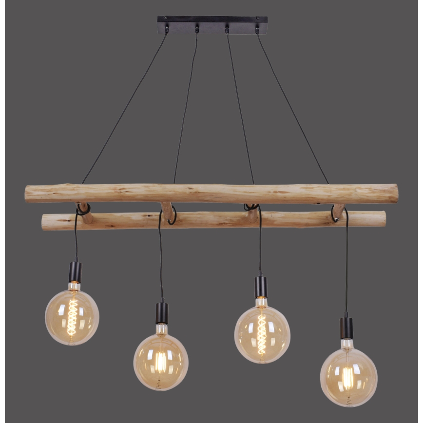 Leuchten Direkt 15025-18 - Lustra ar auklu EDGAR 4xE27/60W/230V eikalipts