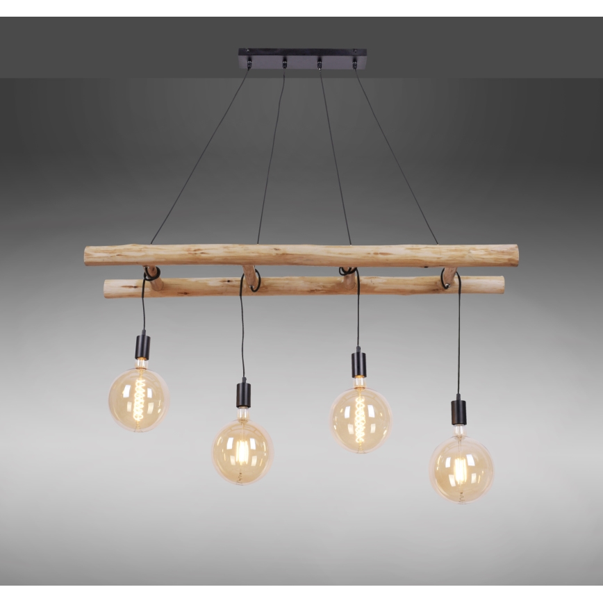 Leuchten Direkt 15025-18 - Lustra ar auklu EDGAR 4xE27/60W/230V eikalipts