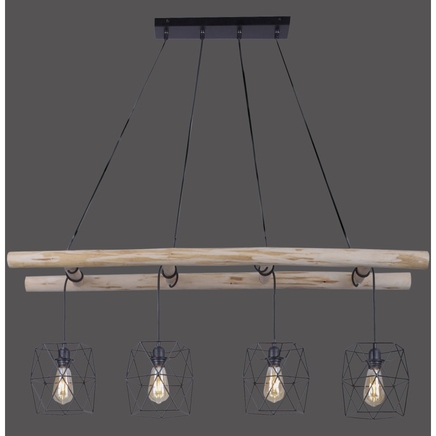Leuchten Direkt 15036-18 - Lustra ar auklu EDGAR 4xE27/60W/230V eikalipts