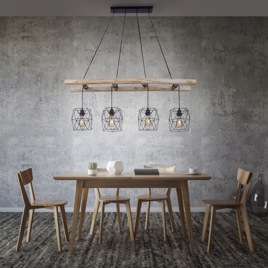 Leuchten Direkt 15036-18 - Lustra ar auklu EDGAR 4xE27/60W/230V eikalipts