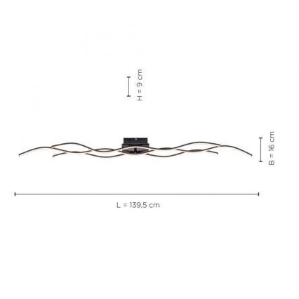 Leuchten Direkt 15167-18-LED LED Virsapmetuma lustra WAWE 2xLED/12,5W/230V+1xLED/17W melna