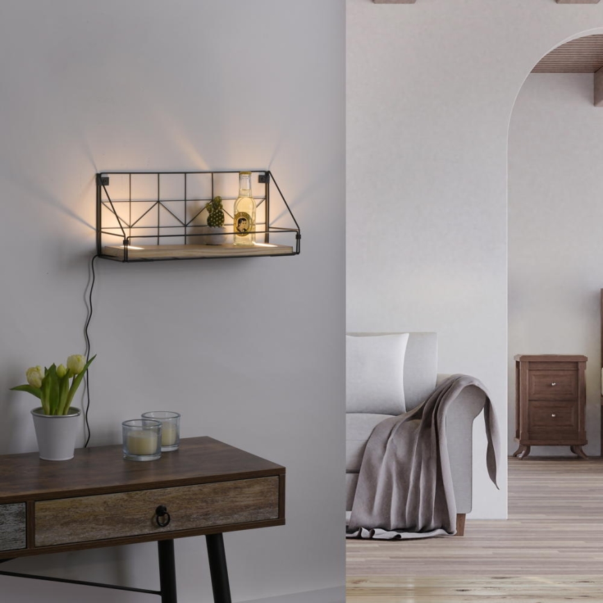 Leuchten Direkt 15277-18 - Plaukts ar LED apgaismojumu BOARD 2xLED/1,75W/230V 45 cm eikalipts