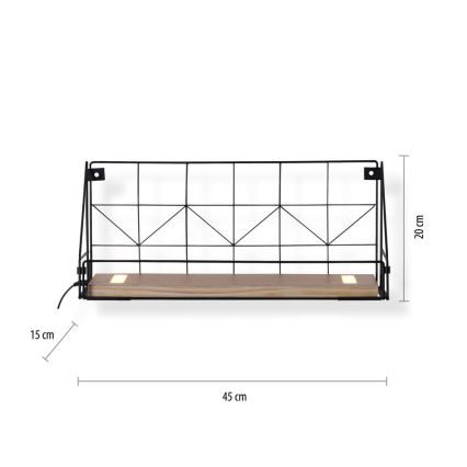 Leuchten Direkt 15277-18 - Plaukts ar LED apgaismojumu BOARD 2xLED/1,75W/230V 45 cm eikalipts