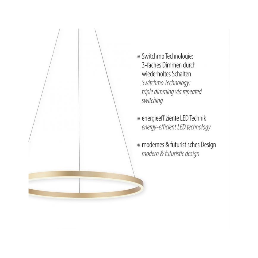 Leuchten Direkt 15394-60 - LED Aptumšojama lustra ar auklu RITUS LED/30W/230V misiņa