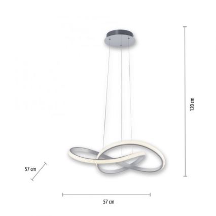 Leuchten Direkt 15402-95 - LED Aptumšojama lustra ar auklu MARIA LED/25W/230V matēts hroms