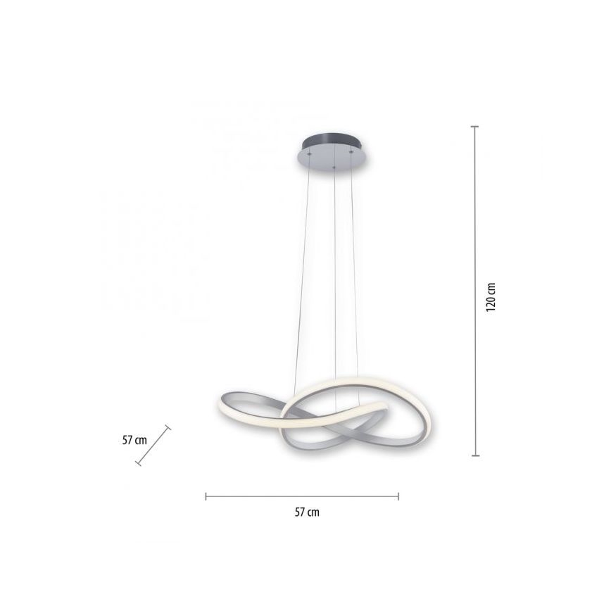 Leuchten Direkt 15402-95 - LED Aptumšojama lustra ar auklu MARIA LED/25W/230V matēts hroms