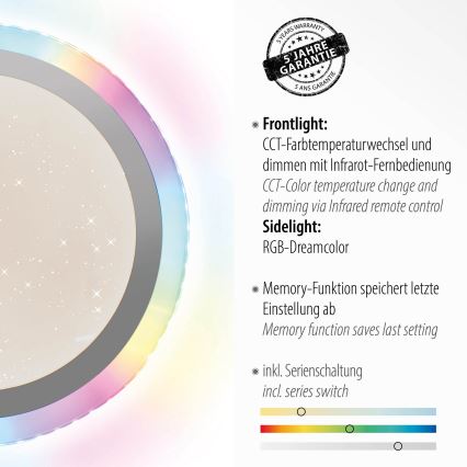 Leuchten Direkt 15411-21- LED RGB Aptumšojama griestu lampa CYBA LED/26W/230V + tālvadības pults