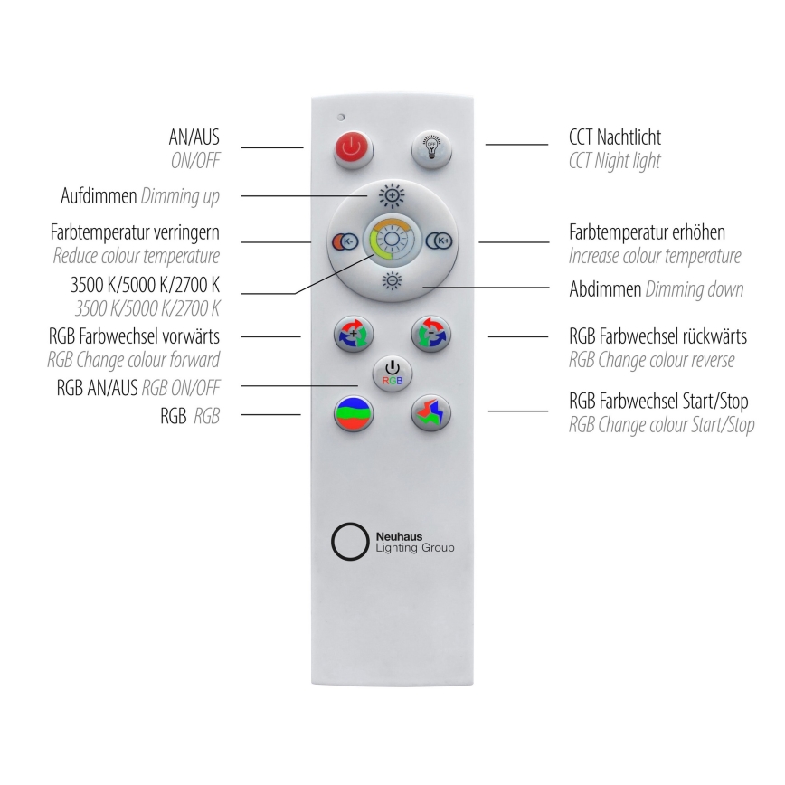 Leuchten Direkt 15411-21- LED RGB Aptumšojama griestu lampa CYBA LED/26W/230V + tālvadības pults