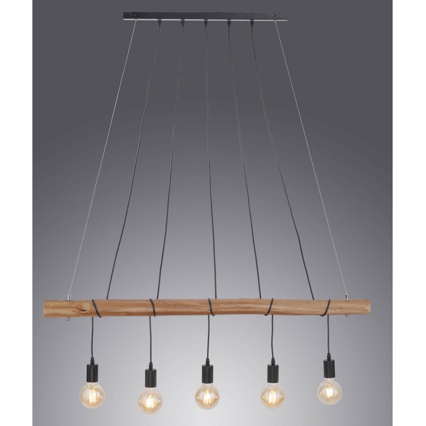 Leuchten Direkt 15515-18 - Lustra ar auklu DAMIAN 5xE27/60W/230V eikalipts