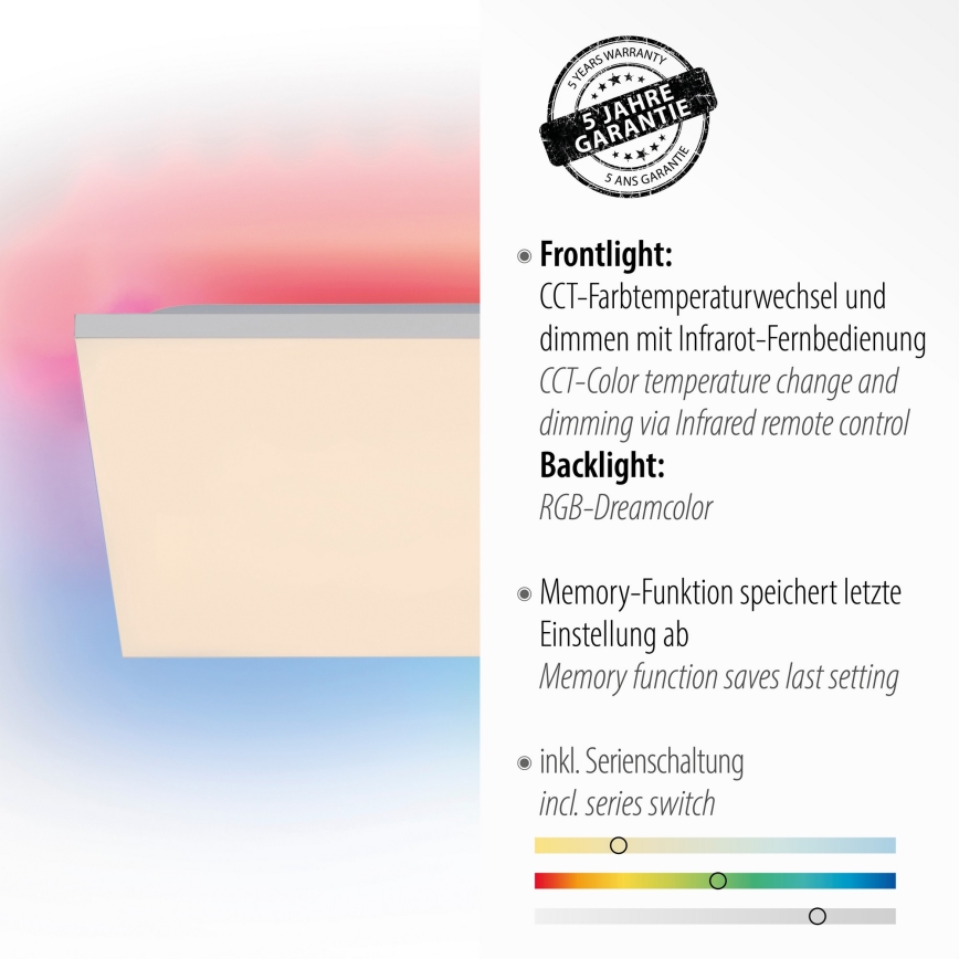 Leuchten Direkt 15561-16 - LED RGB Aptumšojams griestu gaismeklis CONRAD LED/27W/230V + tālvadības pults