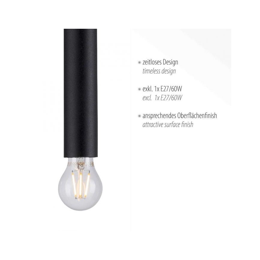 Leuchten Direkt 15617-18 - Lustra ar auklu BRUNA 1xE27/60W/230V melna