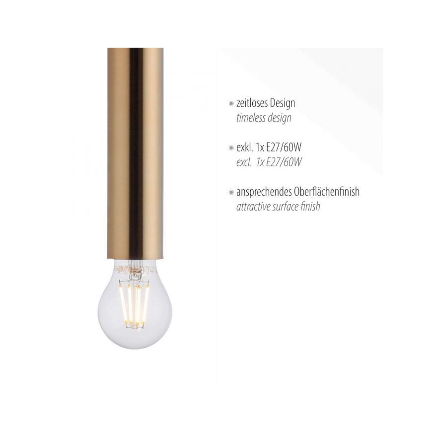 Leuchten Direkt 15617-60 - Lustra ar auklu BRUNA 1xE27/60W/230V misiņš