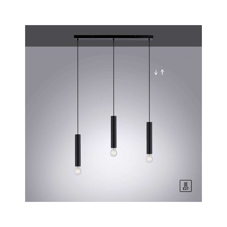 Leuchten Direkt 15618-18 - Lustra ar auklu BRUNA 3xE27/60W/230V melna