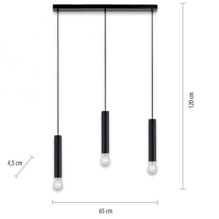 Leuchten Direkt 15618-18 - Lustra ar auklu BRUNA 3xE27/60W/230V melna