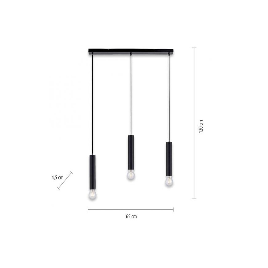 Leuchten Direkt 15618-18 - Lustra ar auklu BRUNA 3xE27/60W/230V melna
