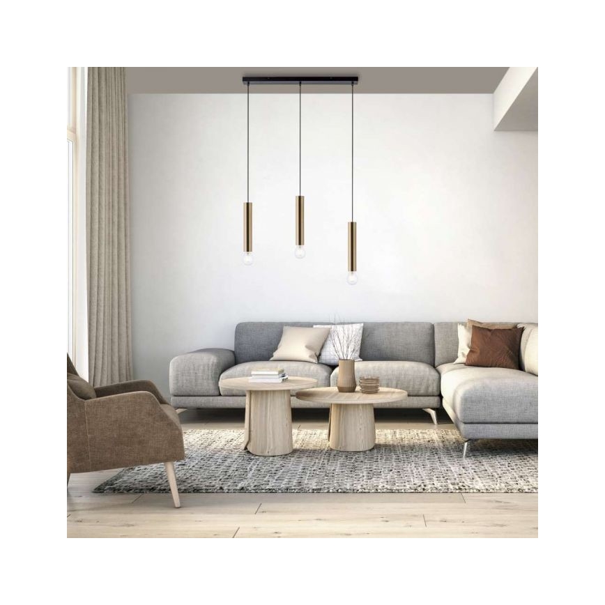 Leuchten Direkt 15618-60 - Lustra ar auklu BRUNA 3xE27/60W/230V misiņš