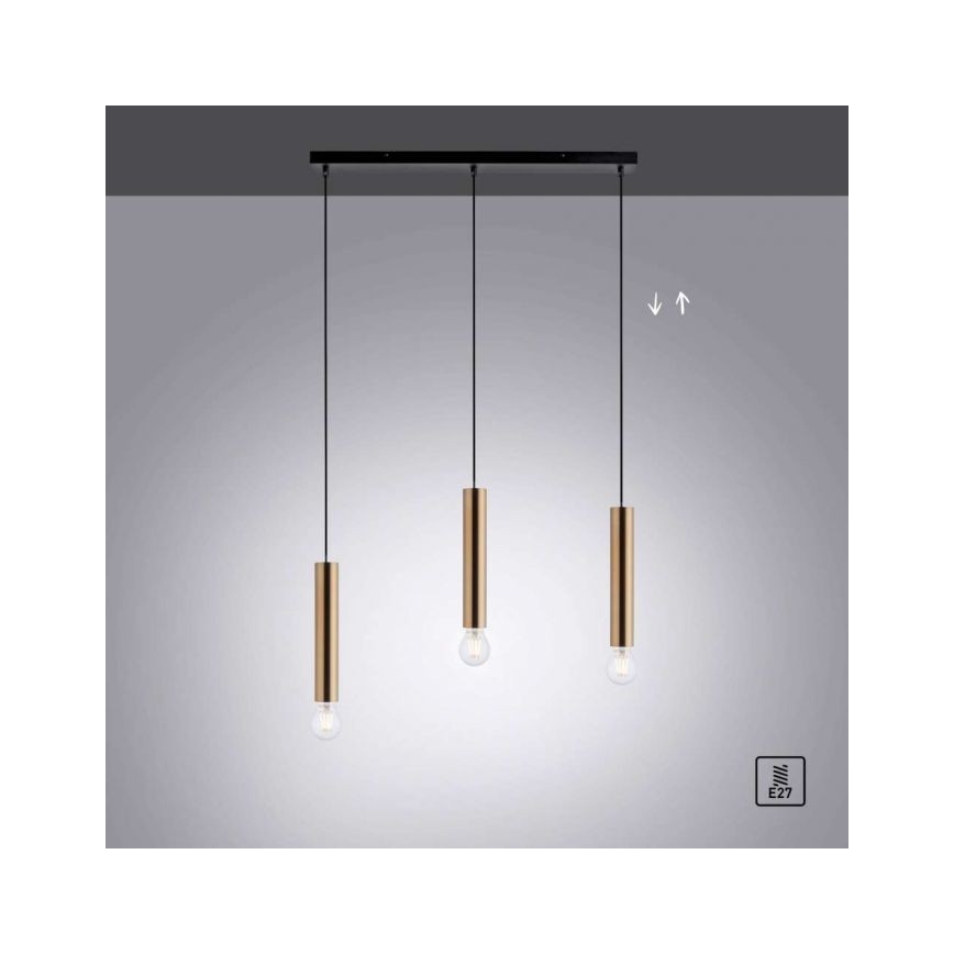 Leuchten Direkt 15618-60 - Lustra ar auklu BRUNA 3xE27/60W/230V misiņš