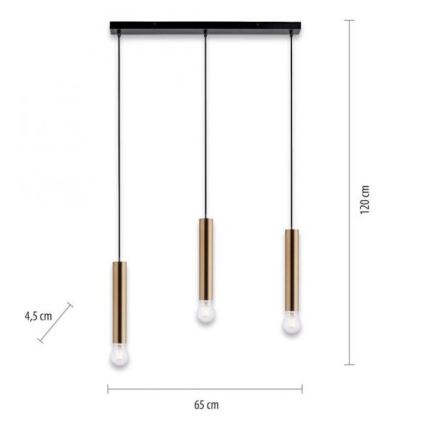 Leuchten Direkt 15618-60 - Lustra ar auklu BRUNA 3xE27/60W/230V misiņš