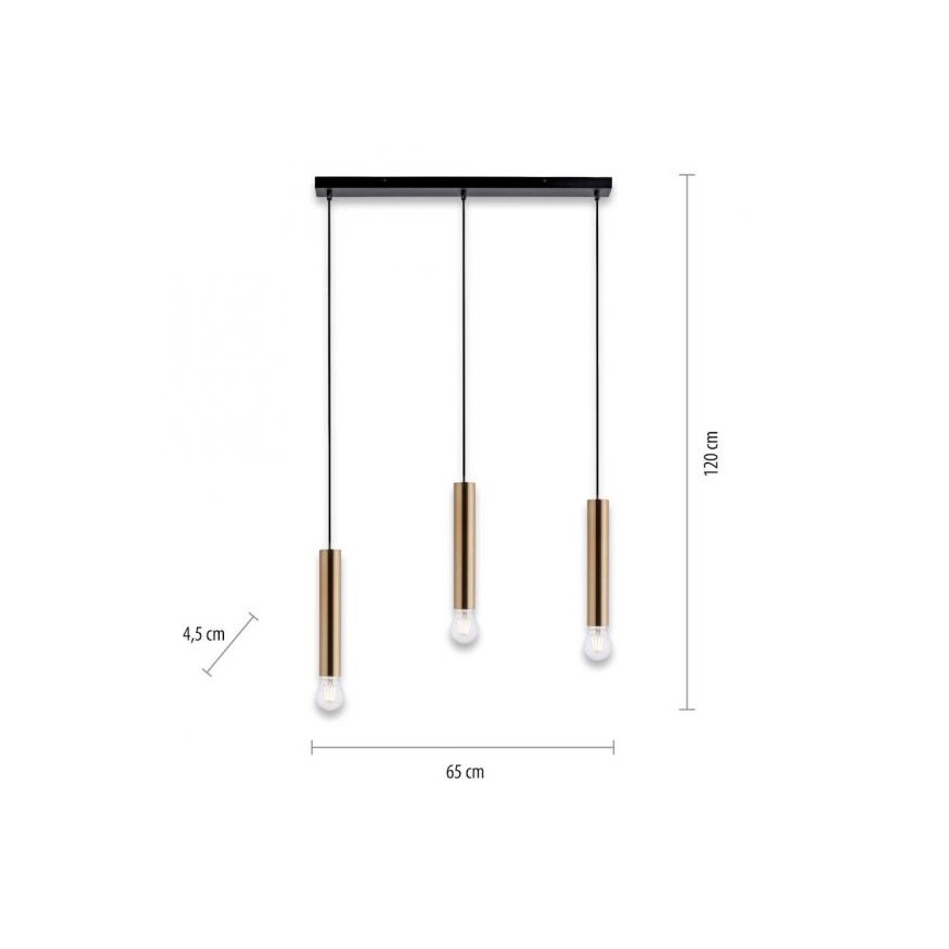 Leuchten Direkt 15618-60 - Lustra ar auklu BRUNA 3xE27/60W/230V misiņš