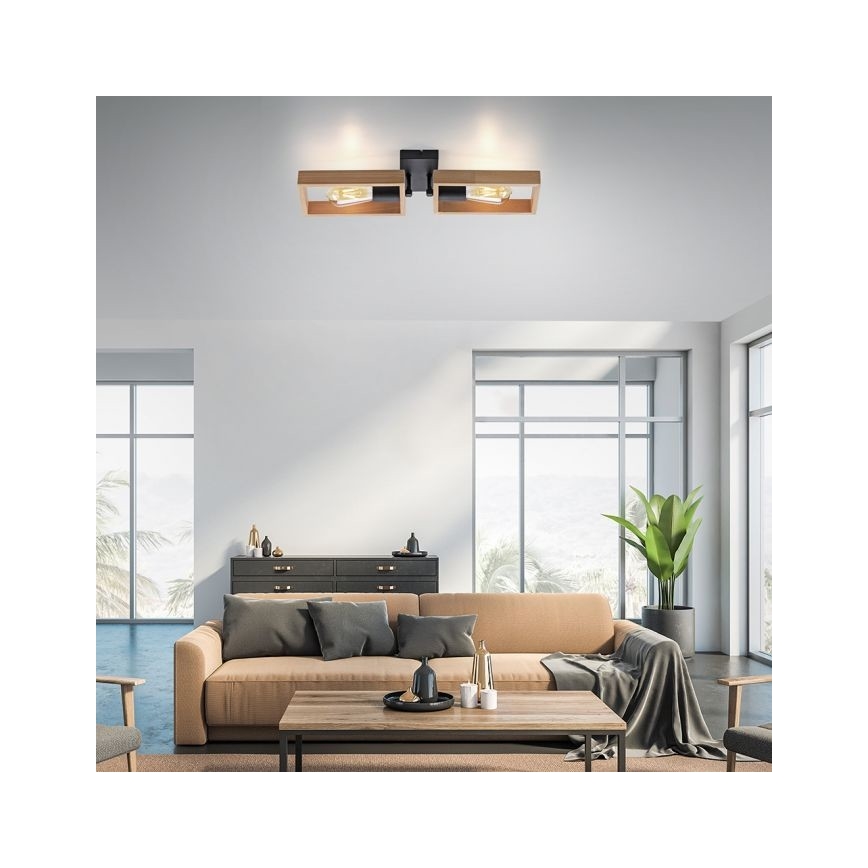 Leuchten Direkt 15657-18 - Virsapmetuma lustra FRANKY 2xE27/60W/230V akācija
