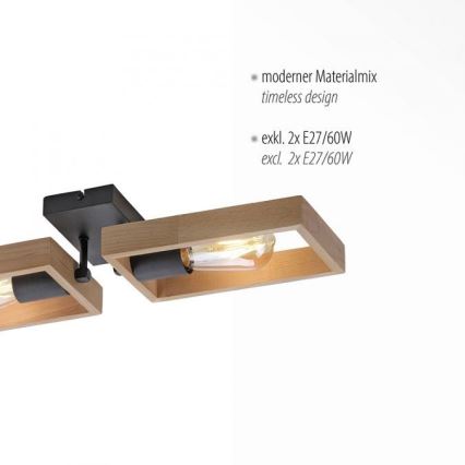 Leuchten Direkt 15657-18 - Virsapmetuma lustra FRANKY 2xE27/60W/230V akācija