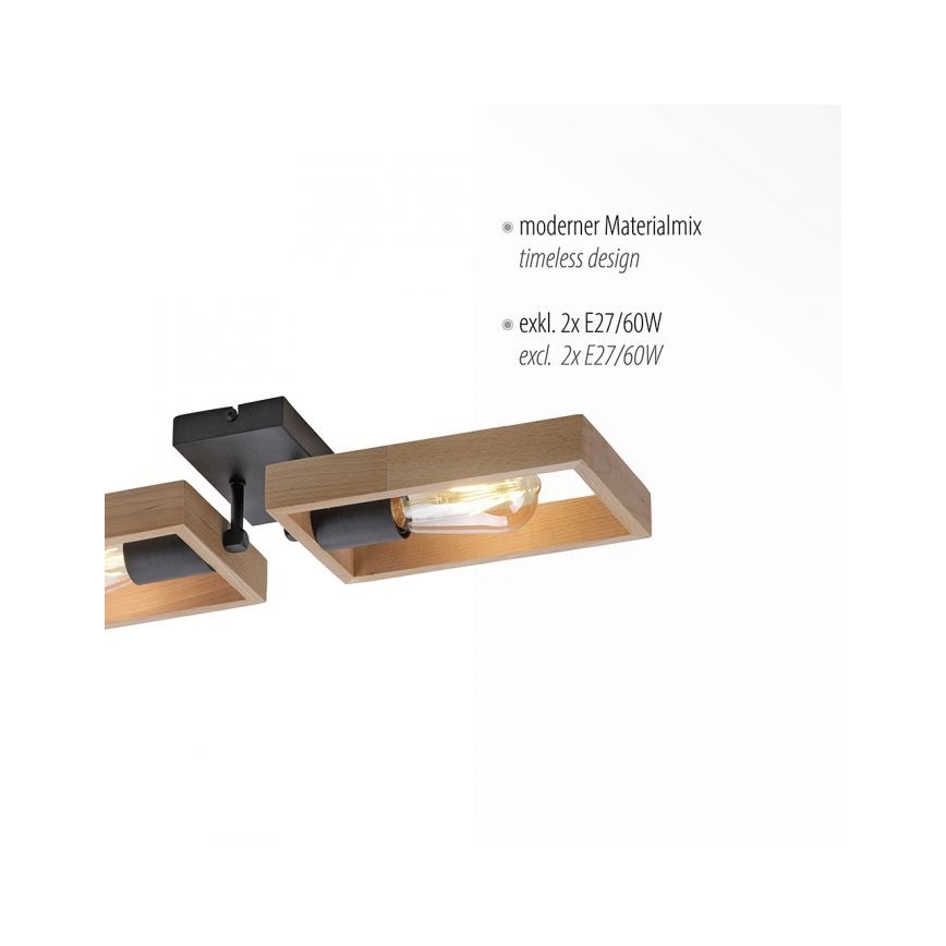 Leuchten Direkt 15657-18 - Virsapmetuma lustra FRANKY 2xE27/60W/230V akācija