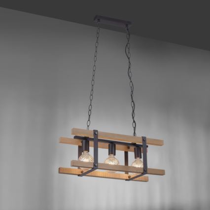 Leuchten Direkt 15683-79 - Lustra ar ķēdi EDITH 3xE27/60W/230V priede