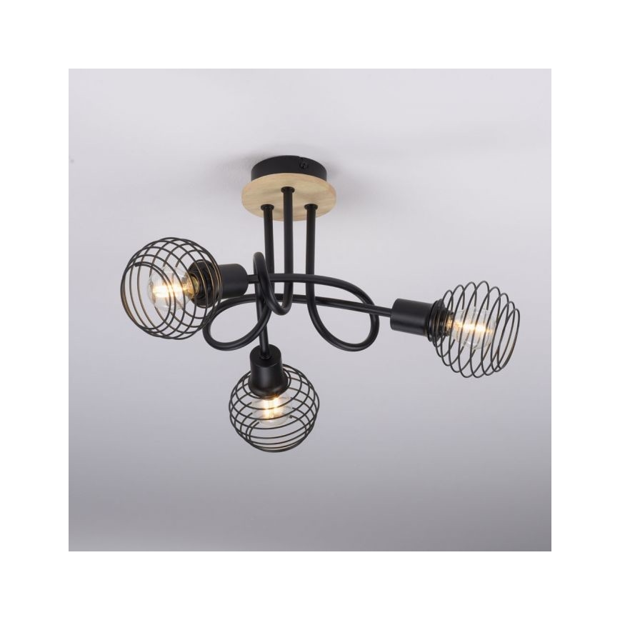 Leuchten Direkt 15923-79 - Virsapmetuma lustra EUGEN 3xE14/40W/230V ozols