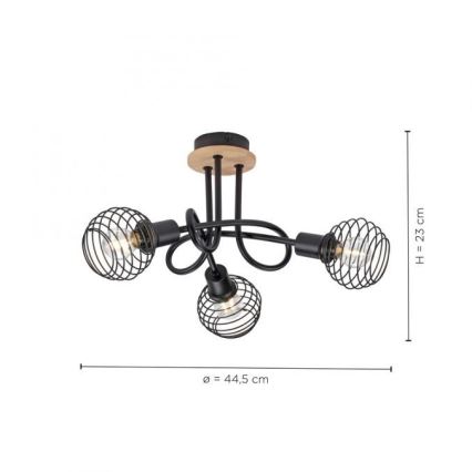 Leuchten Direkt 15923-79 - Virsapmetuma lustra EUGEN 3xE14/40W/230V ozols