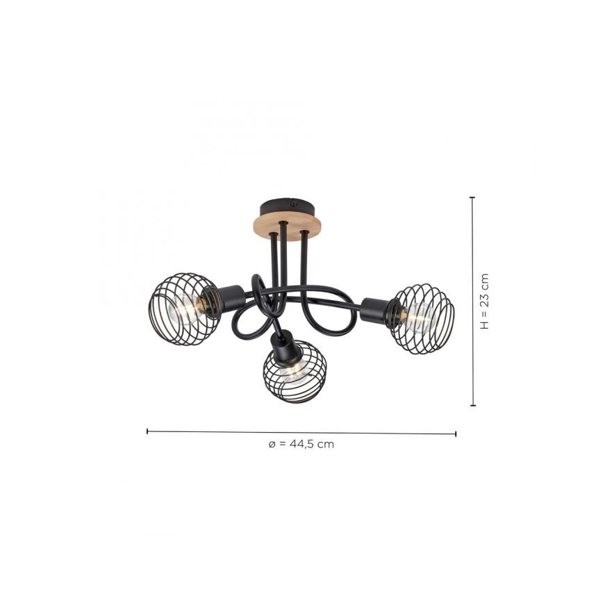 Leuchten Direkt 15923-79 - Virsapmetuma lustra EUGEN 3xE14/40W/230V ozols