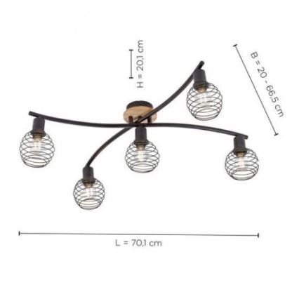 Leuchten Direkt 15925-79 - Virsapmetuma lustra EUGEN 5xE14/40W/230V ozols