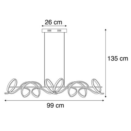 Leuchten Direkt 19033-21 - LED Aptumšojama lustra ar auklu CURLS LED/40,8W/230V