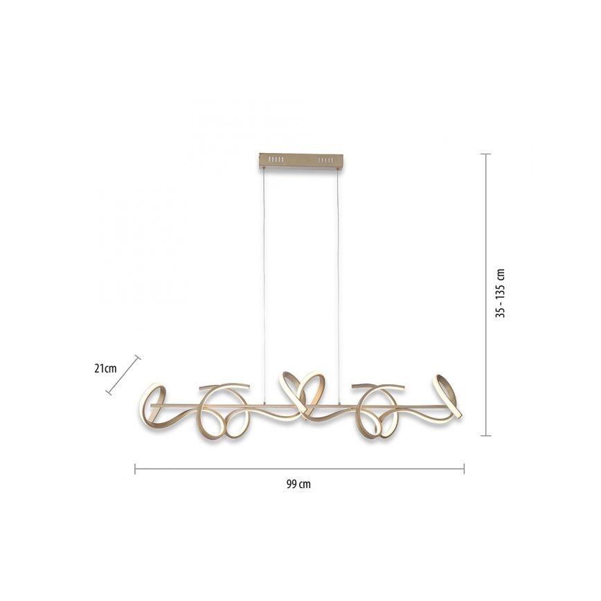 Leuchten Direkt 19033-60 - LED Aptumšojama lustra ar auklu CURLS LED/40,8W/230V
