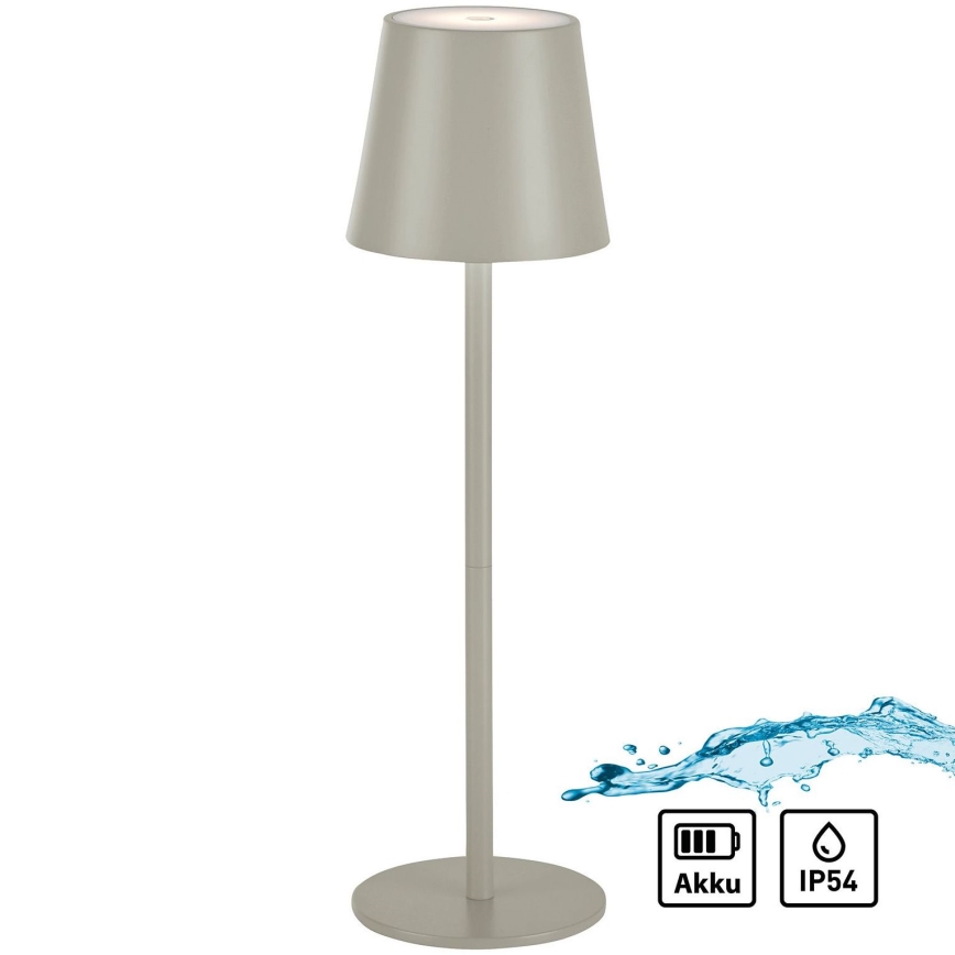Leuchten Direkt 19250-40 - LED Aptumšojama uzlādējama āra galda lampa EURIA LED/3W/5V 2600 mAh IP54 pelēka