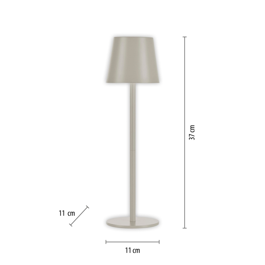 Leuchten Direkt 19250-40 - LED Aptumšojama uzlādējama āra galda lampa EURIA LED/3W/5V 2600 mAh IP54 pelēka