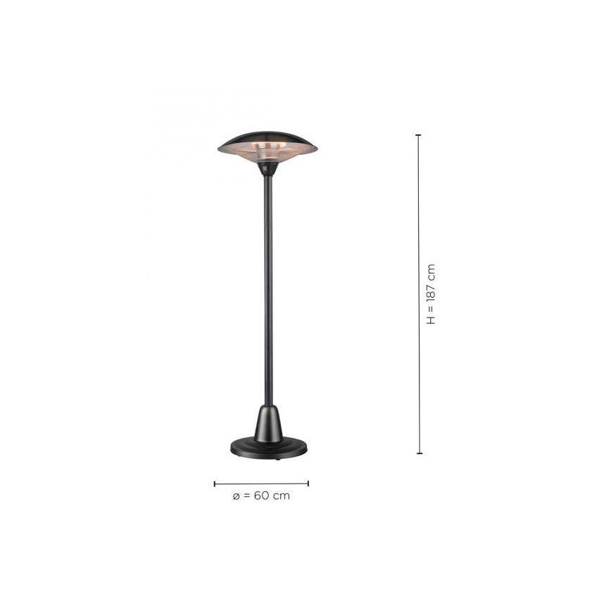 Leuchten Direkt 99501-18 - Āra sildierīce GLOW 1500-3000W/230V 1,87 m IP34 melna