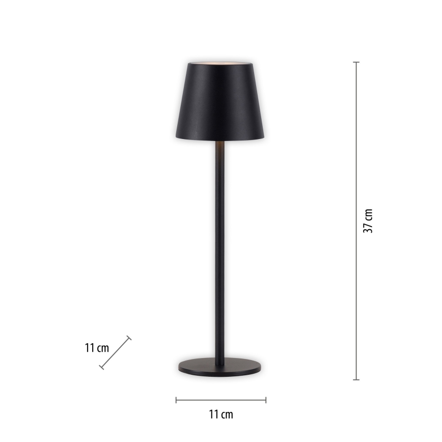 Leuchten Direkt 19250-18 - LED Aptumšojama uzlādējama āra galda lampa EURIA LED/3W/5V 2600 mAh IP54 melna