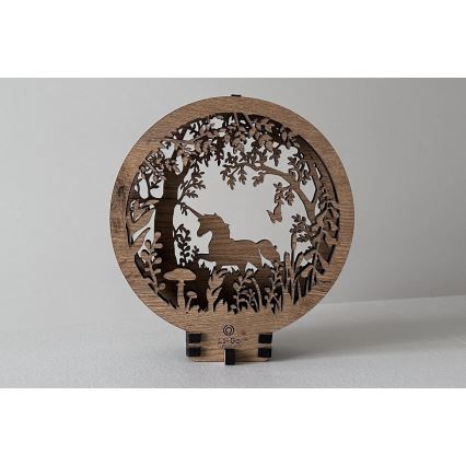 Li-Go 23568/DUB2 - LED regulējama galda dekorācija LED/12W/230V 20x22 cm ozols/vienradzis