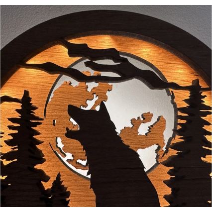 Li-Go 23574/DUB2 - LED regulējams galda dekors LED/12W/230V 20x22 cm ozols/Vilks un mēness