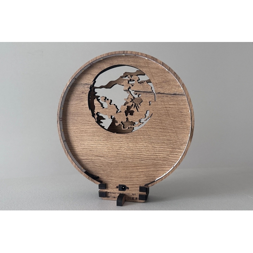 Li-Go 23574/DUB2 - Regulējama LED galda dekorācija LED/12W/230V 20x22 cm ozols/Vilks un mēness