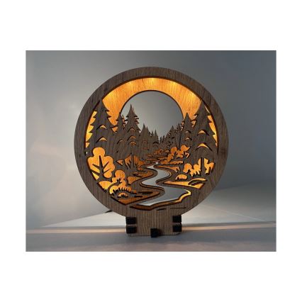 Li-Go 23580/DUB2 - LED aptumšojama galda dekorācija LED/12W/230V 20x22 cm ozols/mežā
