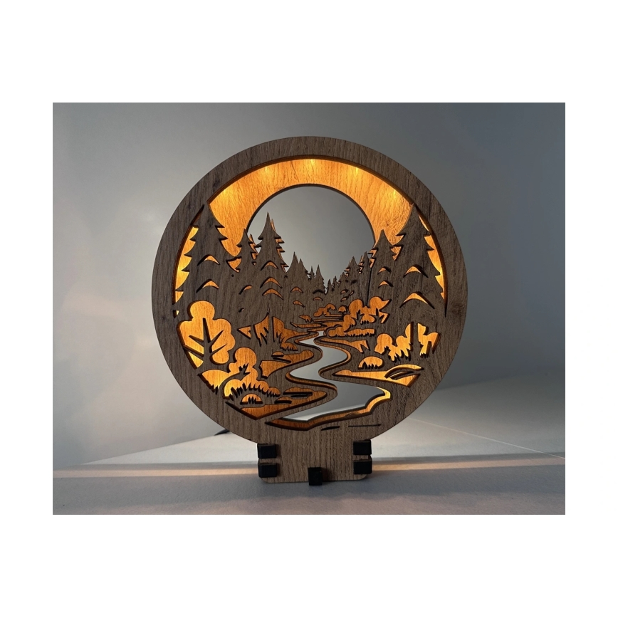 Li-Go 23580/DUB2 - LED aptumšojama galda dekorācija LED/12W/230V 20x22 cm ozols/mežā